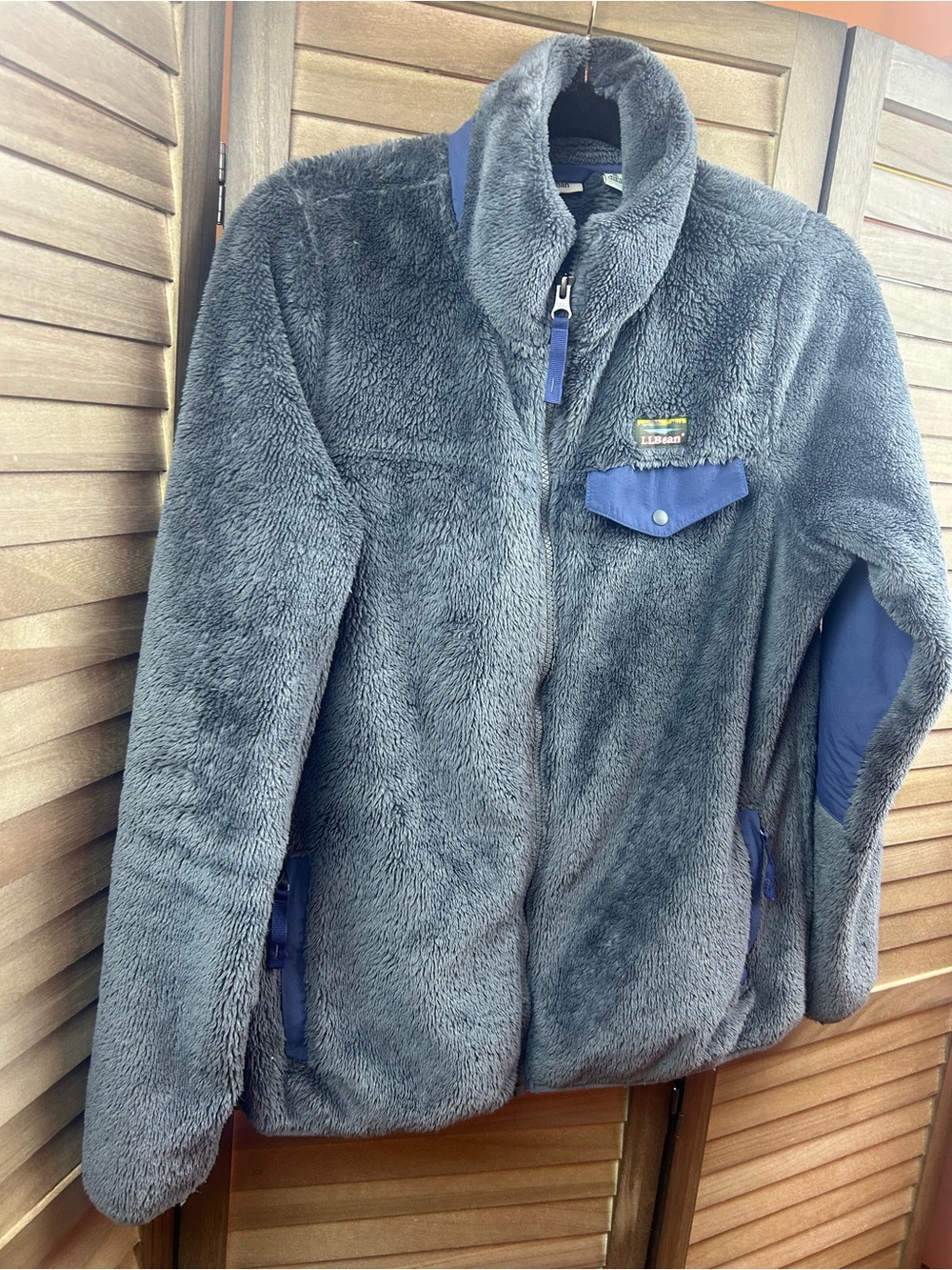 L.L.Bean Women’s Small Sherpa Fleece Jacket Gray Blue Full Zip Cozy Pullover - Picture 4 of 8
